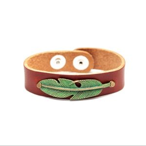 Genuine Leather Feather Bracelets - 3/4" Band